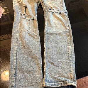 Ksubi Light Blue Distressed Straight Jeans